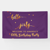 60. Geburtstag lila Gold hello 60 Namensskript Banner (Horizontal)