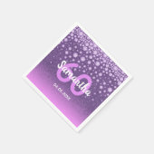 60. Geburtstag lila rosa Glitzer Diamanten Name Serviette (Ecke)