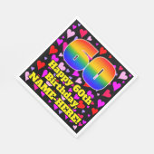 60. Geburtstag: Loving Hearts Pattern, Regenbogen  Serviette (Ecke)