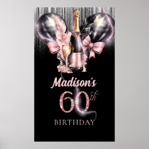 60. Geburtstag Luxuriöse Rose Weinkultur und Erde Poster