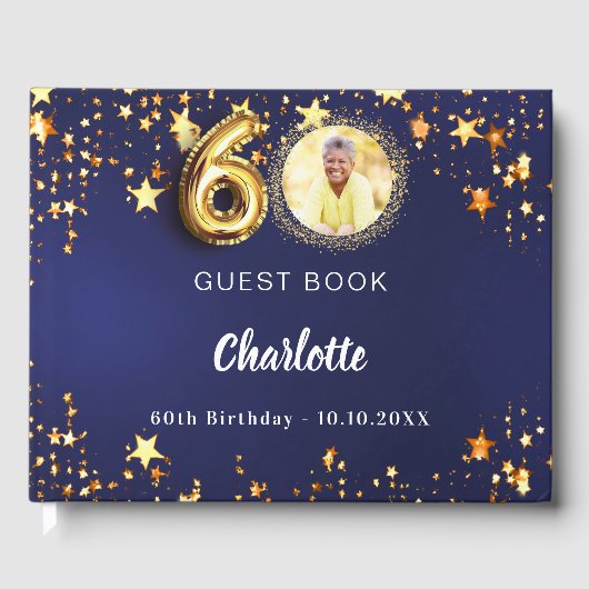 60. Geburtstag Marinebar Goldsterne Foto Gästebuch (Vorderseite)