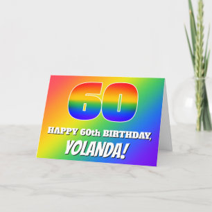 60. Geburtstag: mehrfarbiges Regenbogenmuster # 60 Karte