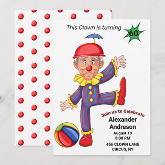 60. Geburtstag Mens Funny Clown Epic Phantastisch Einladung