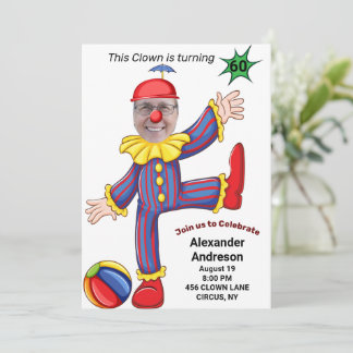 60. Geburtstag Mens Neuer Clown Epic Phantastisch Einladung