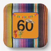 60. Geburtstag mexikanisches Design Pappteller (Vorderseite)
