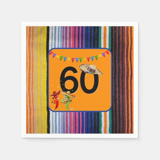 60. Geburtstag mexikanisches Design Serviette (Vorderseite)
