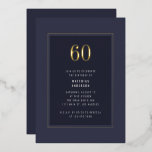 60. Geburtstag Minimal Elegant Dark Gold Frame Folieneinladung<br><div class="desc">60. Geburtstag Minimal Elegant Lila Gray Gold Rahmen Foil Geburtstagsparty Einladung</div>