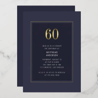 60. Geburtstag Minimal Elegant Dark Gold Frame