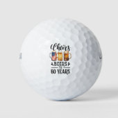 60. Geburtstag mit einem Glas Bier Golfball (Vorderseite)