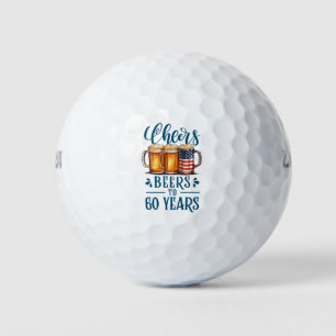 60. Geburtstag mit einem Glas Bier Golfball