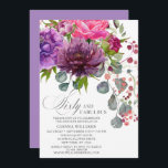 60. Geburtstag mit fabelhaftem Elegant Einladung<br><div class="desc">60. Geburtstag Einladungen mit fabelhaftem Elegant Floral 60. Das stilvolle Aquarell-Bouquet in Rosa,  lila und bordeauxfarben mit Grün. Fügen Sie einfach Ihren eigenen Text für Ihre 60-jährige Einladung hinzu. Personalisiert,  indem Sie den Text in den dafür vorgesehenen Textfeldern bearbeiten. Entworfen von ©Evco Studio www.zazzle.com/store/evcostudio</div>