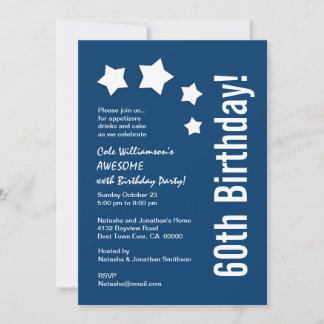 60. Geburtstag Moderne mit Stars Custom Color A01 Einladung