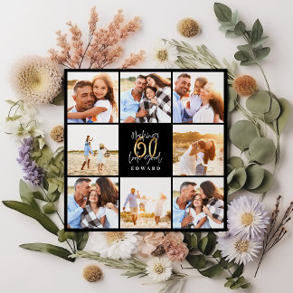60. Geburtstag moderne Schwarz-Gold-Foto-Collage