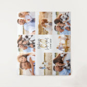 60. Geburtstag moderne Schwarz-Gold-Foto-Collage Wandteppich (Vorderseite)