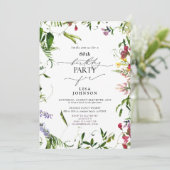 60. Geburtstag Moderne Sommer Wildblume Wasserfarb Einladung (Stehend Vorderseite)