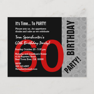 60. Geburtstag Moderner Stil Red Black Gray V01 Postkarte