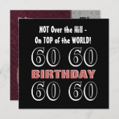 60. Geburtstag Modernes Burgund Black Funny Y169 Einladung (Vorne/Hinten)