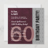 60. Geburtstag Modernes Burgund Black Funny Y169 Einladung (Rückseite)