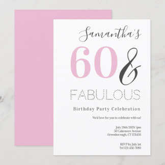 60. Geburtstag Modernes rosa Party Einladung