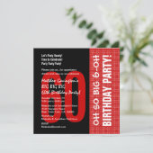 60. Geburtstag Modernes Rot und Schwarz B205 Einladung (Stehend Vorderseite)