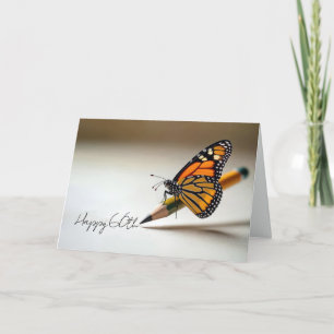 60. Geburtstag Monarchfalter auf einem Bleistift Karte