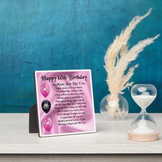 60. Geburtstag Mum Poem Plaque Fotoplatte (InSitu)