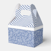 60. Geburtstag Muster Blau und Weiße Zahl Geschenkschachtel (Rückseite)