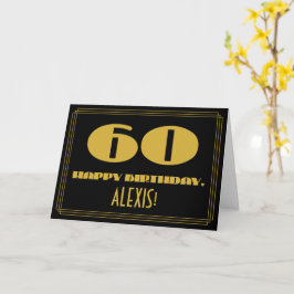 60. Geburtstag: Name + Art Deco Inspiriert Aussehe Karte