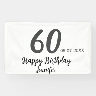 60. Geburtstag Name Datum Jahr schwarze Vorlage ge Banner