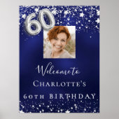 60. Geburtstag navy blauen Silberstars Foto willko Poster (Vorne)