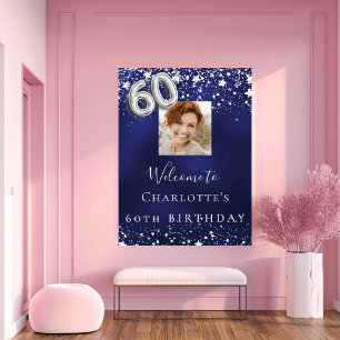 60. Geburtstag navy blauen Silberstars Foto willko Poster