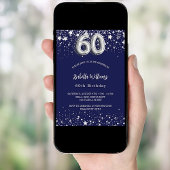 60. Geburtstag navy blauen Sterne Silber Einladung