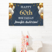 60. Geburtstag Navy Blue and Gold Celebration Banner (InSitu)