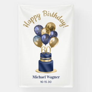 60. Geburtstag Navy Blue Balloon Cake Banner