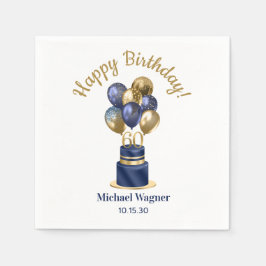 60. Geburtstag Navy Blue Balloon Cake Serviette