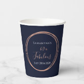60. Geburtstag Navy Rose Gold Party Pappbecher (Rückseite)