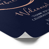 60. Geburtstag Navy Rose Gold Party Willkommen Poster (Ecke)