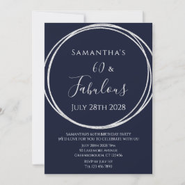 60. Geburtstag Navy Silver Geburtstag Einladung