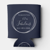 60. Geburtstag Navy Silver Personalisiertes Gastge Dosenkühler (Rückseite)