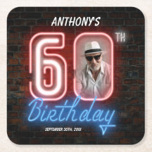 60. Geburtstag Neon 80er Retro Modernes Custom Fot