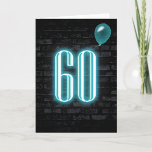 60. Geburtstag Neon Sign auf Brick Karte