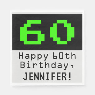 60. Geburtstag - Nerdy / Geeky Style "60" & Name Serviette