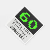60. Geburtstag - Nerdy / Geeky Style "60" & Name Serviette (Ecke)