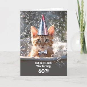 60. Geburtstag Niedlich und Funny Kitten in Bubble Karte