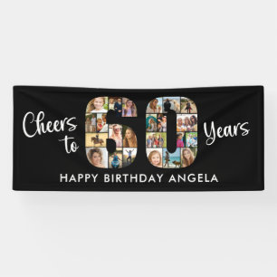 60. Geburtstag Nummer 60 Fotocollage Cheers Banner