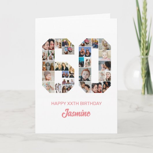 60. Geburtstag Nummer 60 FotoCollage Personalisier Karte (Vorderseite)