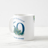 60. Geburtstag oder Jubiläum Pfauenfeder Kaffeetasse (Vorderseite Links)