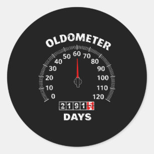 60. Geburtstag Oldometer Null bis 60 Jahre Autolie Runder Aufkleber