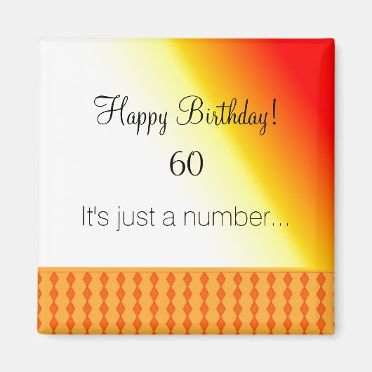 60. Geburtstag Orange Muster Magnet (Vorne)