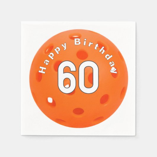 60. Geburtstag Orange Pickleball Serviette (Vorderseite)